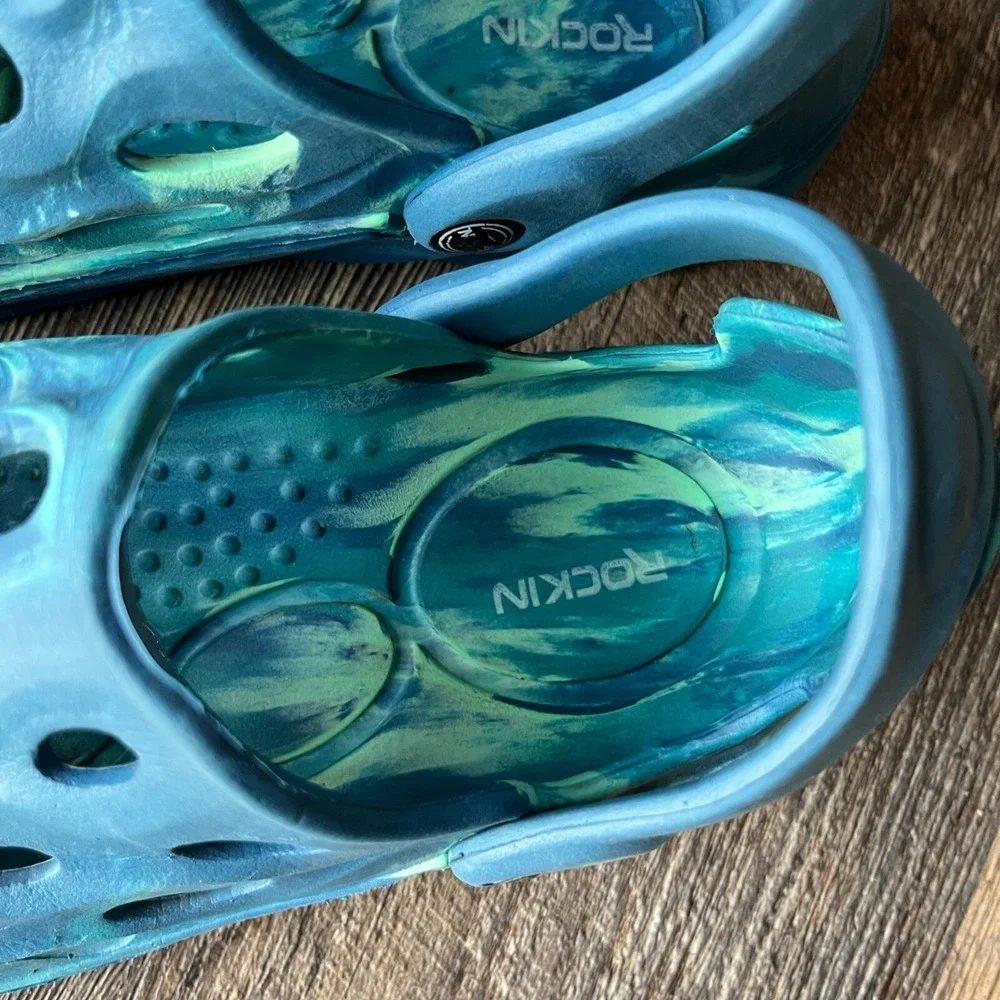 Rockin‎ Kids Clogs Water Shoes Slip On Comfort Blue Green Size Unknown